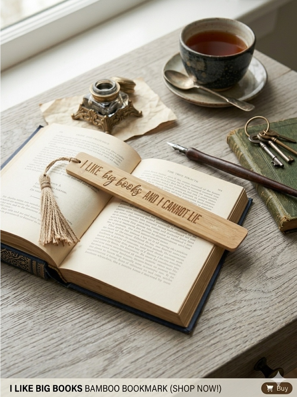 3/$15 I Like Big Books and I Cannot Lie Bamboo Bookmark with Tassel